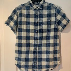 Navy and white checked button-down BRAND BEW